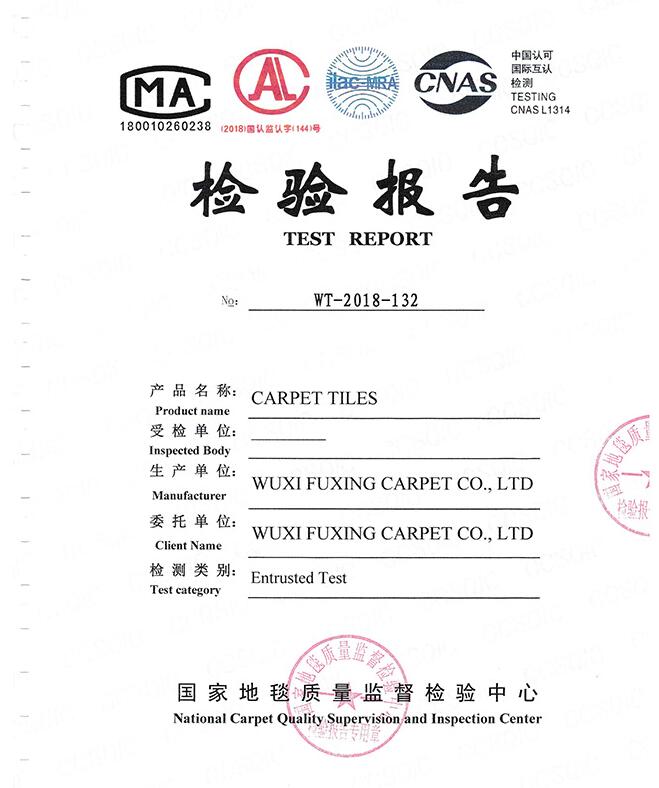 Test for stain resistance of square carpets